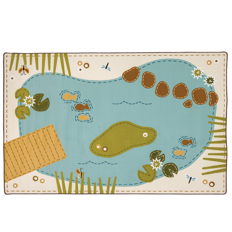 Tapis en nylon touffeté à la machine Tranquil Pond Classroom, Rectangle 6 pi x 9 pi