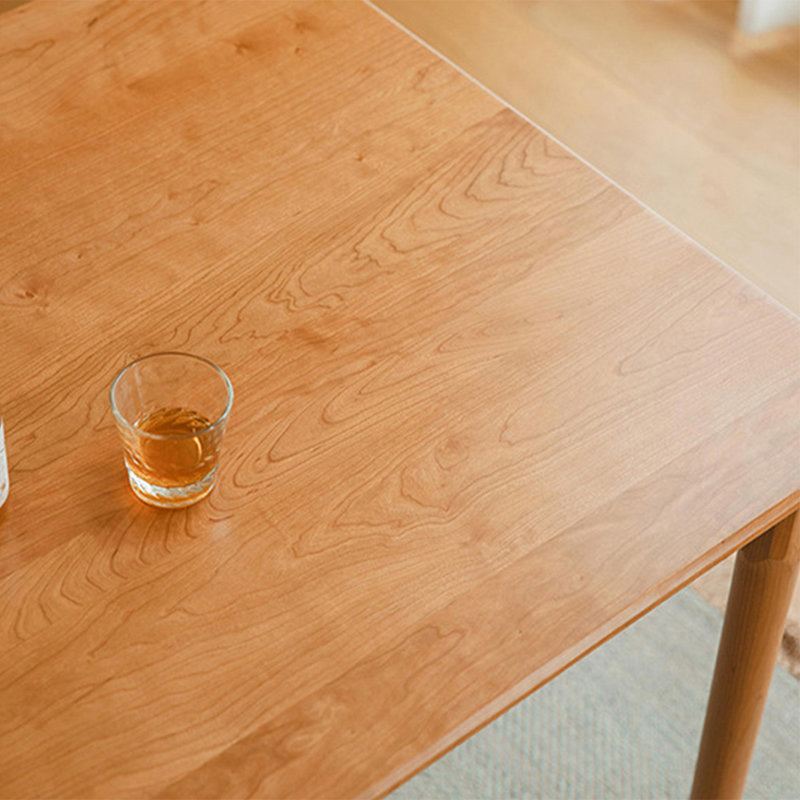 Cherry Wood Color Rectangular Solid Wood Dining Table