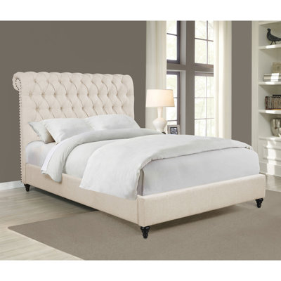 Clemence Beige Tufted Upholstered Queen Bed