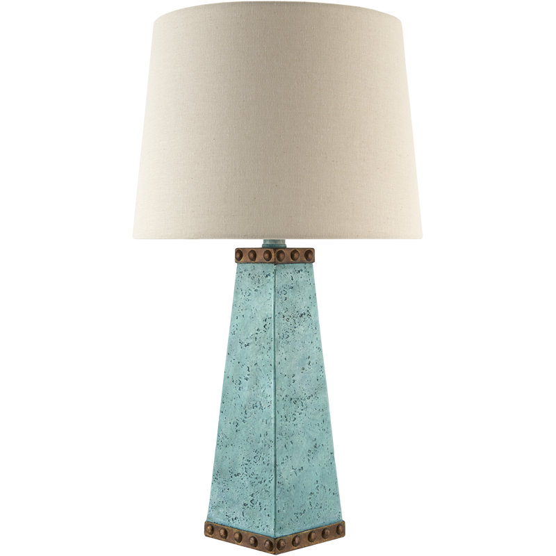 Lampe de table Arkos, H 23,5 po x l 13 po x P 13 po, 60, Turquoise, Blé