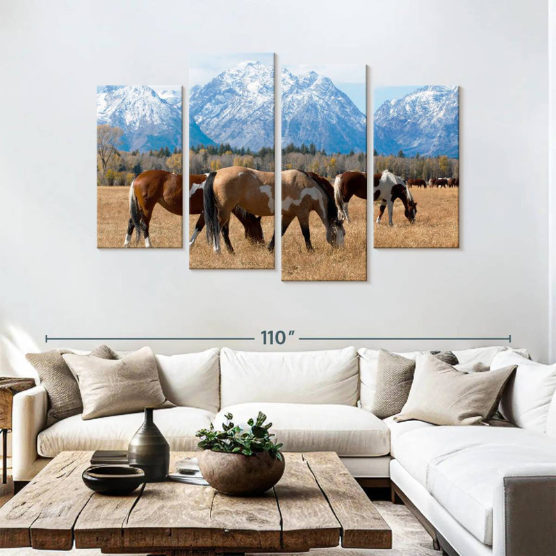 Brampt Grazing Grand Teton Horses, 54" H x 84" W