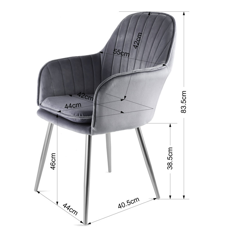 Ariella Velvet Armchair, Dark Grey, Silver