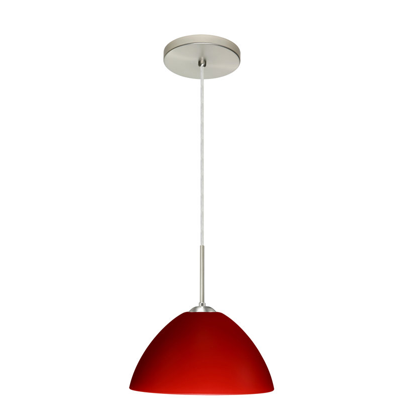 Tessa 1 - Light Single Pendant, Red Matte, Satin Nickel, LED