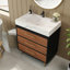 Meuble-lavabo simple 30 po avec lavabo en céramique et plateau en pierre frittée-742747955-742747965