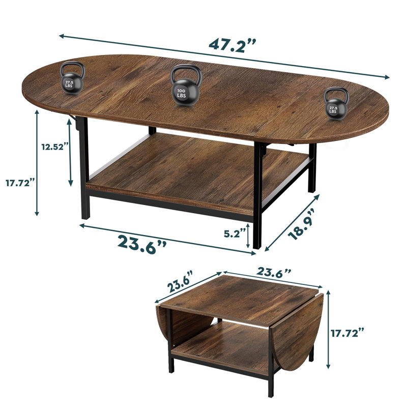 4 Legs Coffee Table with Storage, Brown