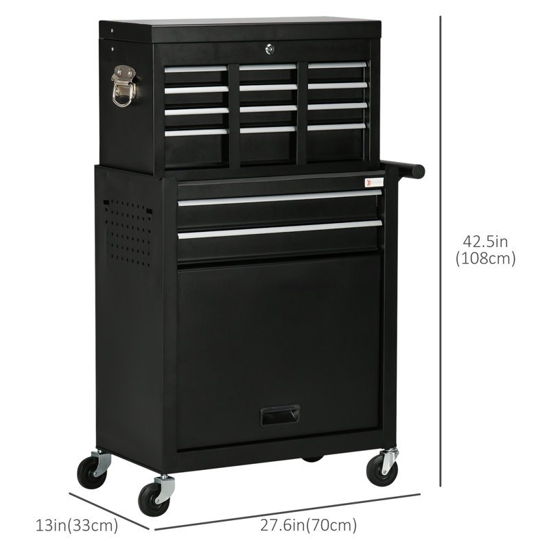 Sikander 27.6'' W 4 -Drawer Steel Combination Set with Wheels, Black