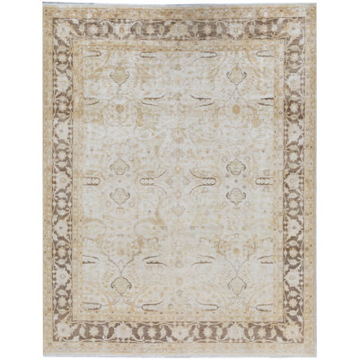 High-Quality Handwoven Rectangle Ivory/Brown Area Rug