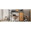 Lit mezzanine avec bureau en L et garde-robe-930420626