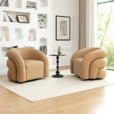 Coyle Artificial Leather Swivel Barrel Chair by Latitude Run