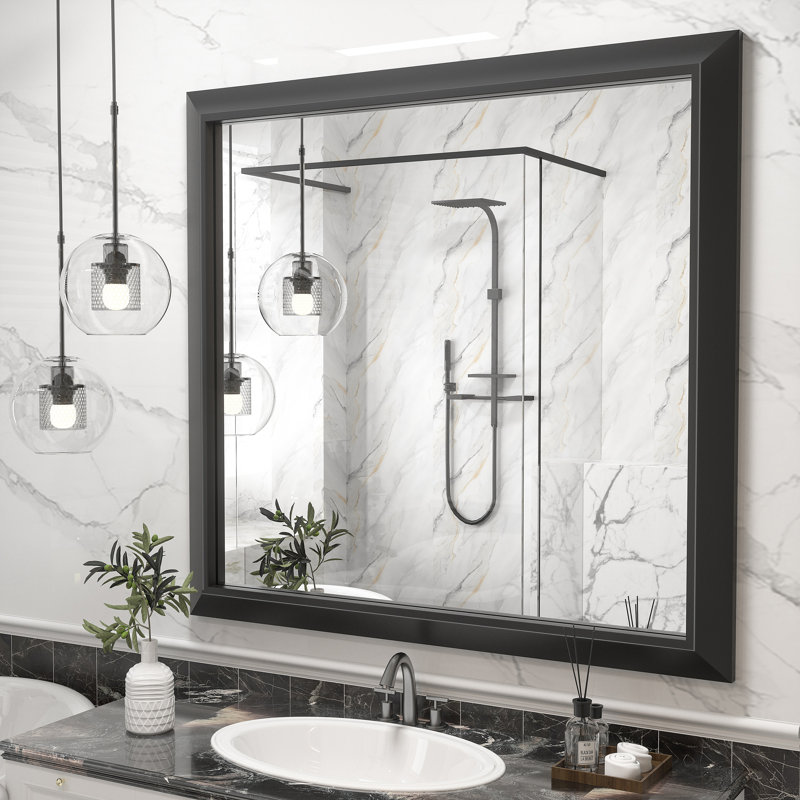 Miroir mural Amara, Noir mat, 40 po x 38 po