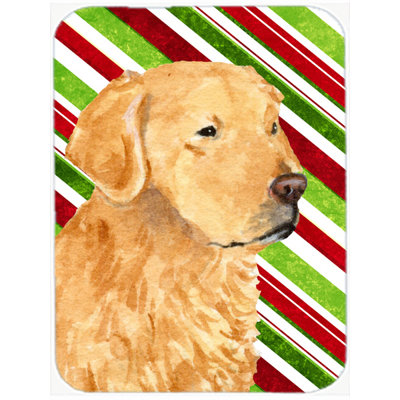 East Urban Home Golden Retriever Candy Cane Holiday Christmas Glass Cutting Board