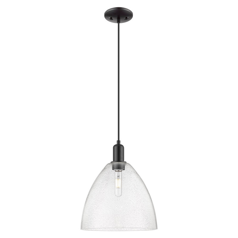 Mini-luminaire suspendu 1 lumière Arcadia - Bristol, H 10 po x l 12 po x P 12 po, Grainé, Noir mat