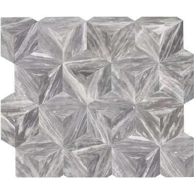 Carreau de marbre hexagonal Carrara au fini gris adouci pour mur et plancher, marbre naturel, pierre naturelle, marbre véritable, marbre véritable, 1 boîte de 12 pièces