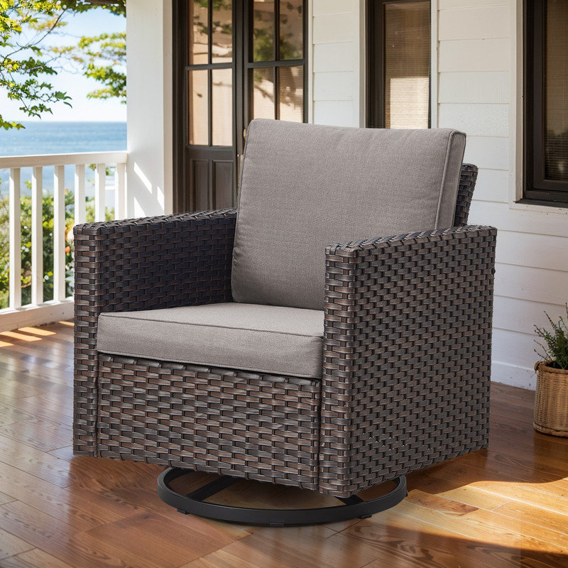 Chaise d'extérieur Kotick, Gris, Brun foncé