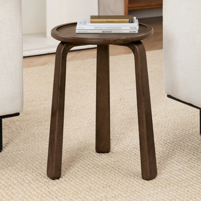 Table de bout à plateau rond en bois massif Beyan