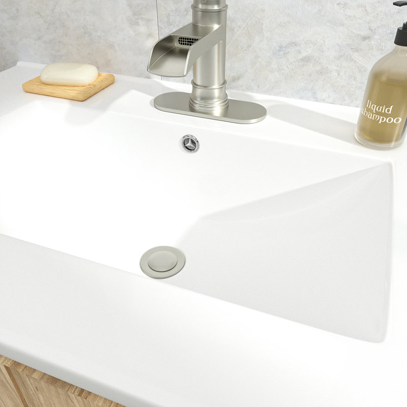 30 in. White Ceramic Rectangular Single Sink Bathroom Vanity Top