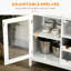 Buffet blanc avec 3 tiroirs, 6 porte-bouteilles de vin, porte en verre pour armoire de rangement, support en bois, charme rustique