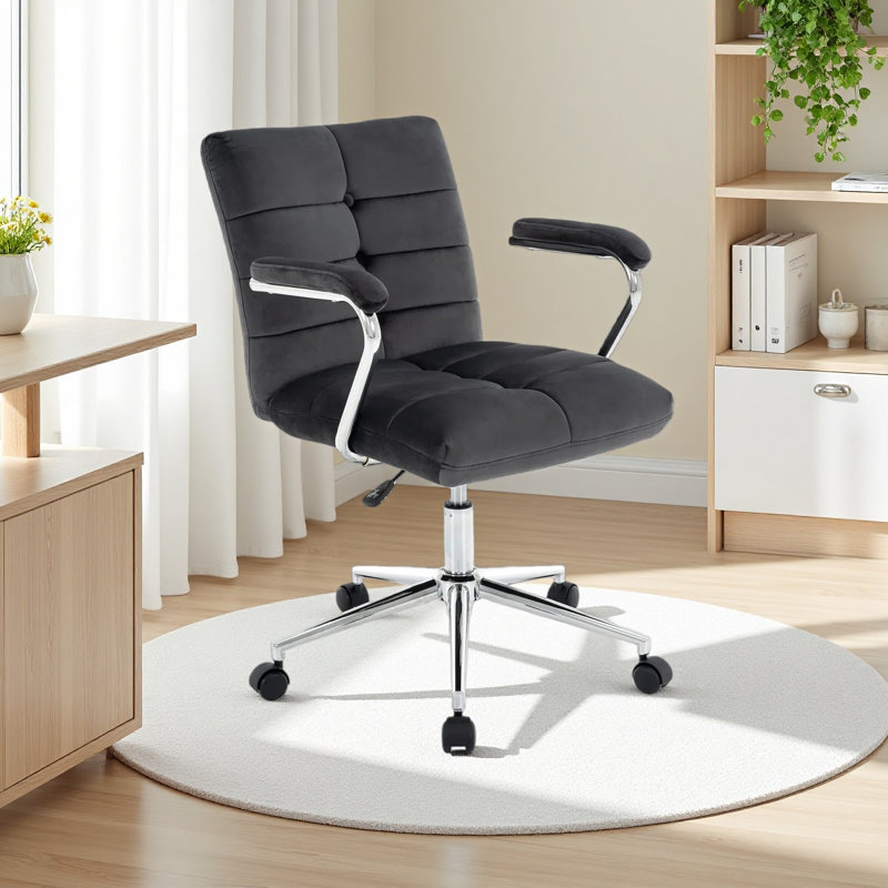 Fauteuil de bureau Kundra, Argent, Gris foncé