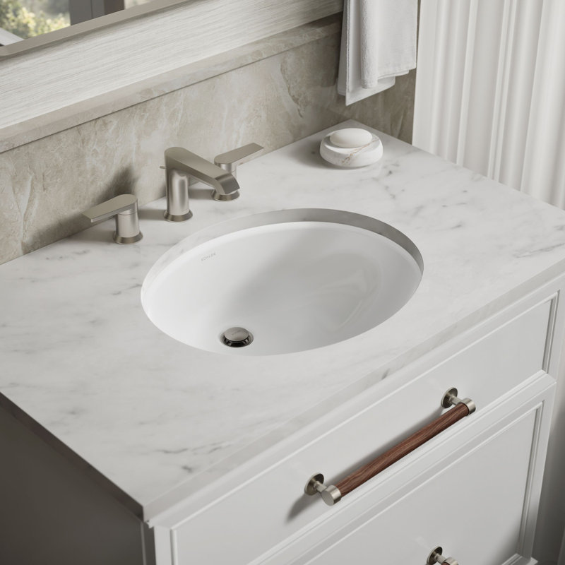 Caxton® Ceramic Oval Undermount Bathroom Sink, White