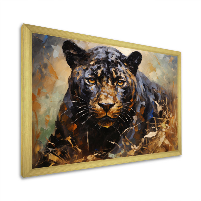 «Bevash Gold Panther Presence», reproduction sur toile, H 34 po x l 44 po x P 1,5 po, Cadre doré simple