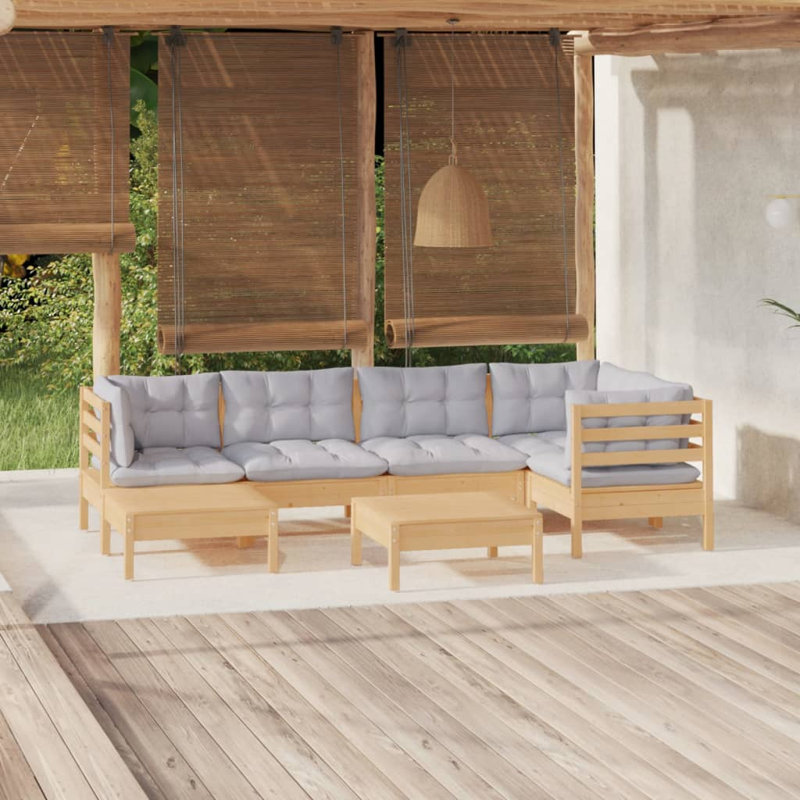 Ensemble de conversation modulaire avec coussins Lochlyn, Naturel, Gris