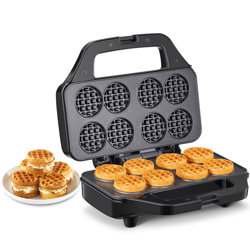 Mini-gaufrier: cuit 8 petites gaufres de 1,8 po, antiadhésif, à cuisson rapide, simple et facile petit boulanger pour la maison et les restaurants, petites bouchées pour les enfants