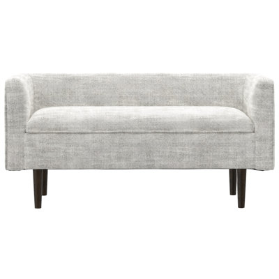 Yasira 52" Wide Storage Ottoman in Cream Chenille Fabric with Hidden Storage