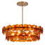 Lustre 8 lumières 33 po avec abat-jour en verre martelé ambre Aaron, finition laiton antique-885352156-876289216