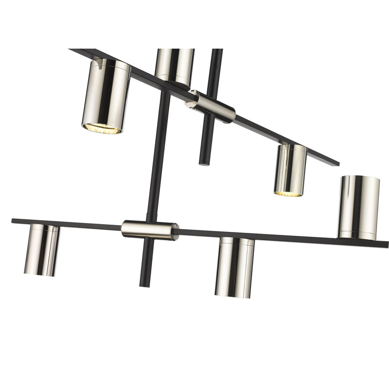 Jamari 6 - Light Dimmable Tiered Chandelier, Mate Black/Polished Nickel, Polished Nickel