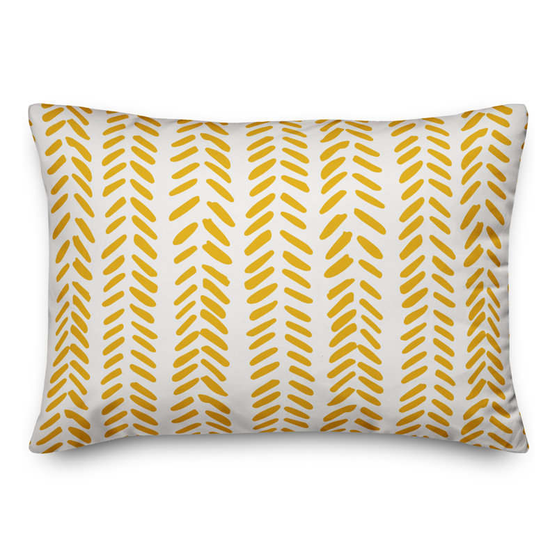 Modern Herringbone Rectangular Lumbar Pillow, Yellow