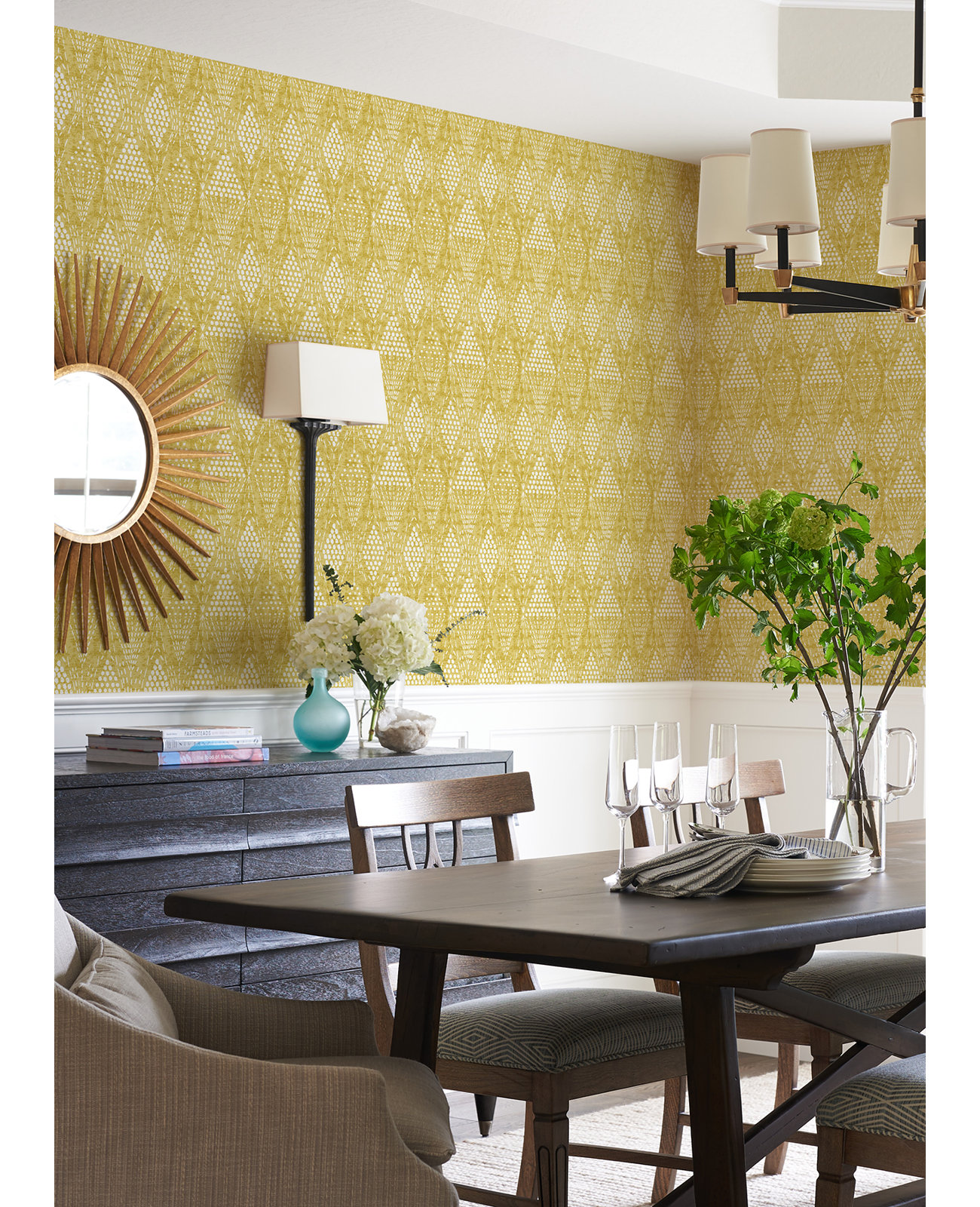 Aveta Geometric Wallpaper, Yellow