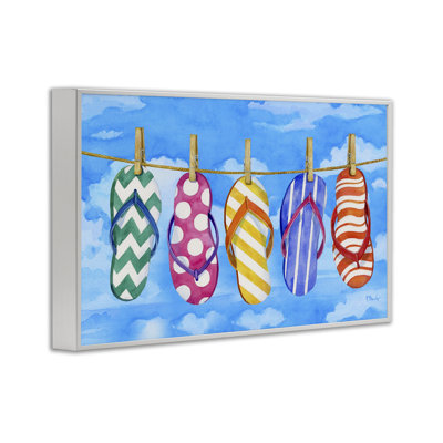 Flip Flops on Clothesline Framed Giclee Art by Paul Brent