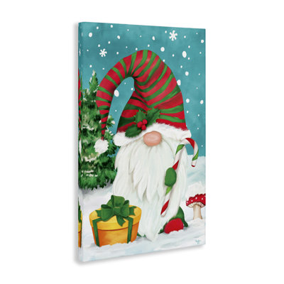 Holiday Elf & Gifts Canvas Wall Art by Mollie B.