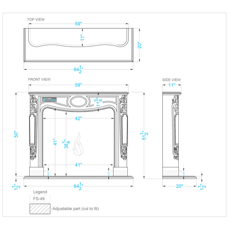 Florence Fireplace Surround, Gray Travertine