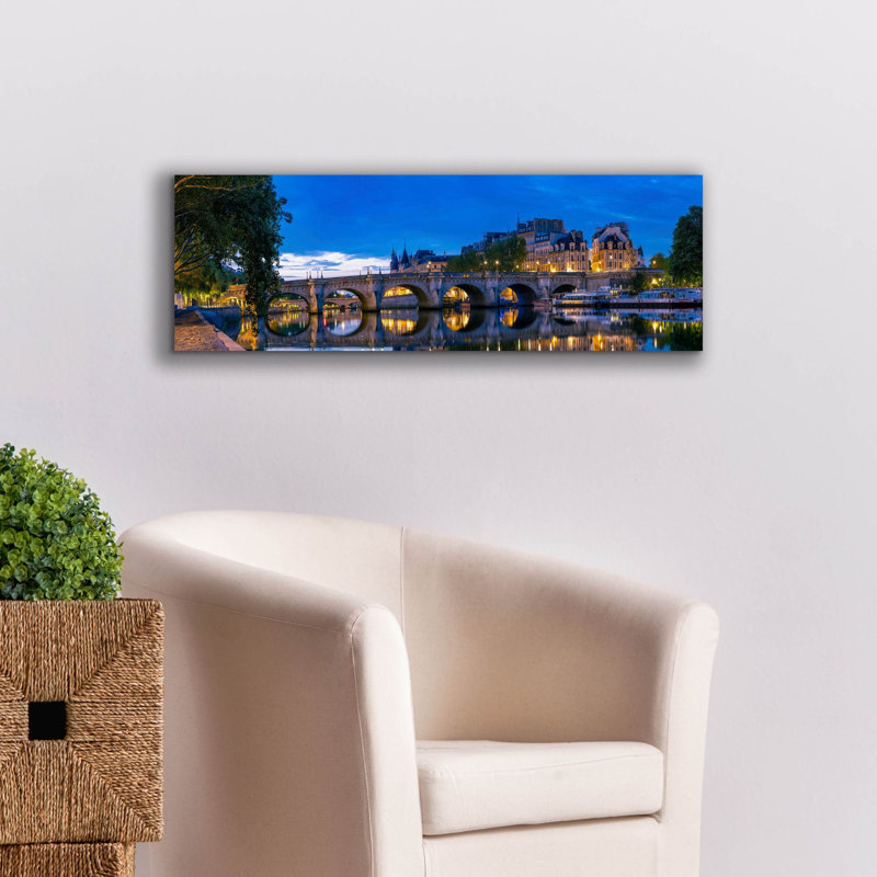 «Paris - Point Neuf Bridge Panorama» par Epic Portfolio, art mural sur toile, H 12 po x l 36 po
