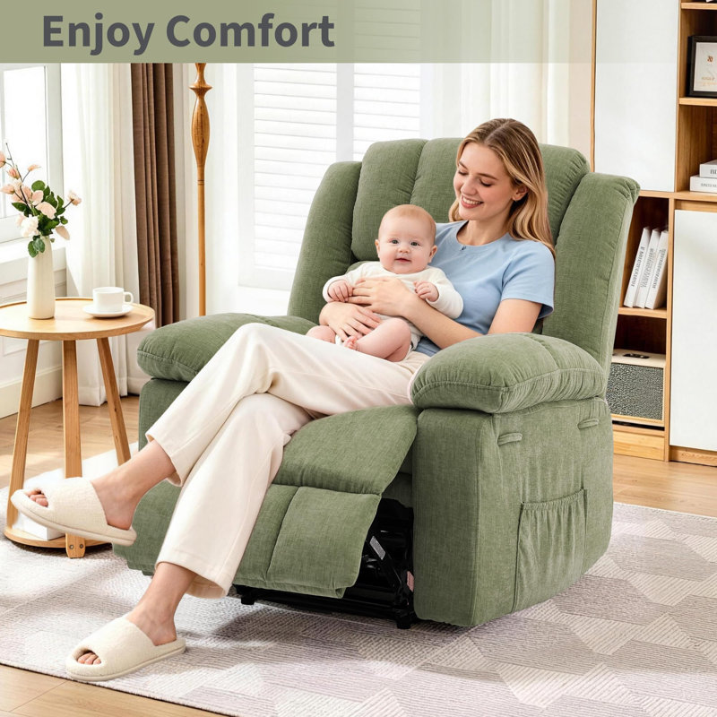 Fauteuil inclinable surdimensionné et fauteuils inclinables à 150 °, Green Chenille