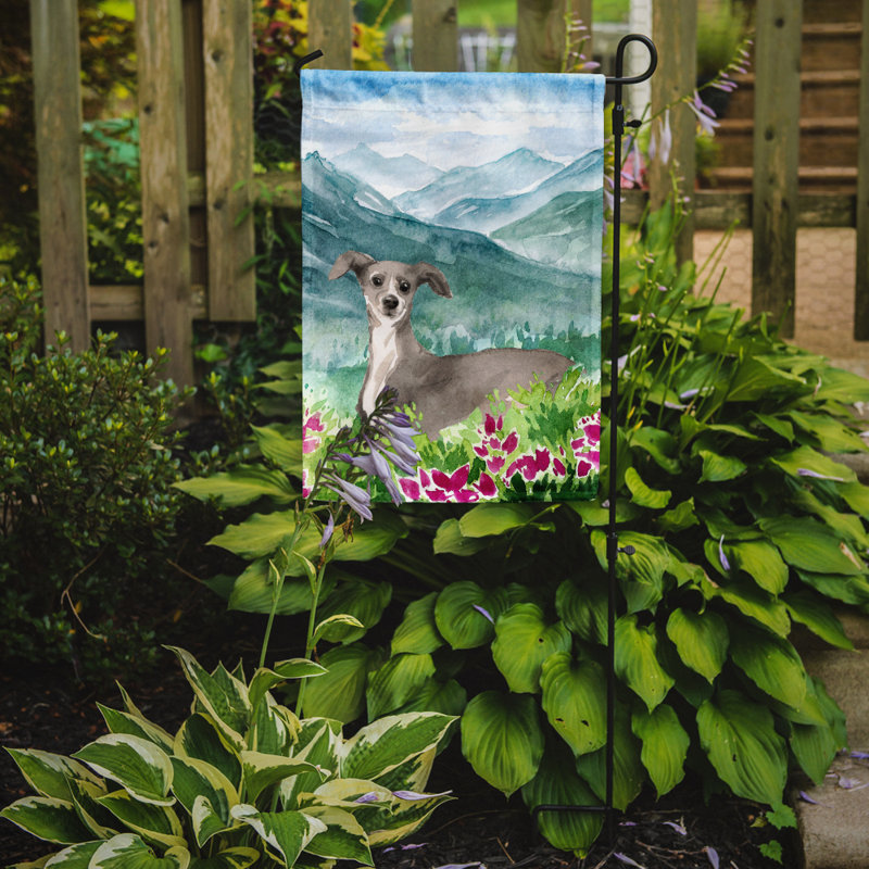 Yorkshire terrier yorkie à 2 côtés en polyester 15 x 11,5 po mountain fleurs drapeau de jardin, Lévrier (gris/bleu)