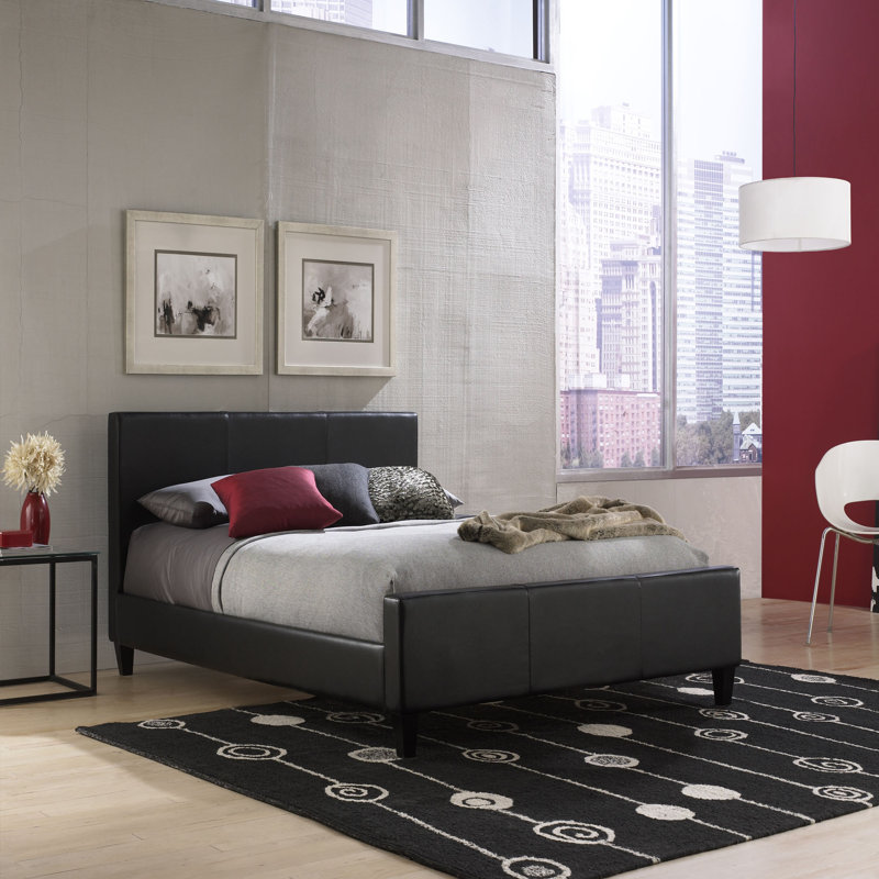 Upholstered Faux Leather Bed, King, Black