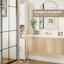 Armoire de rangement étroite pour salle de bain avec 2 portes, 2 tablettes ouvertes et porte-papier hygiénique blanc-132914726