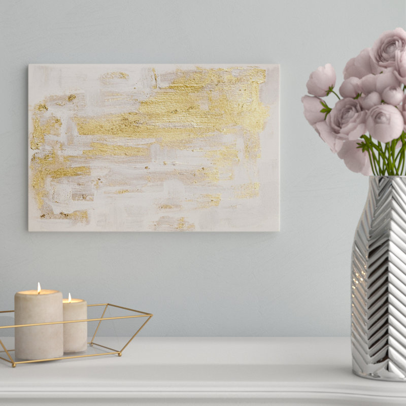" Abstract Gold Pure Love Paint ", Canvas, 10" H x 15" W x 1.5" D