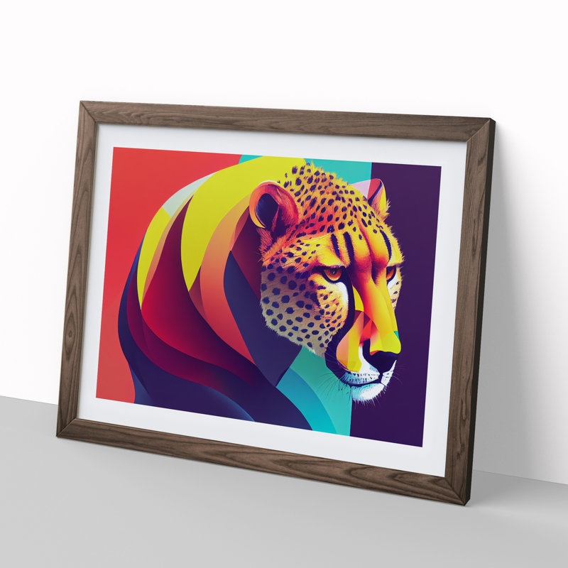 Cheetah - Framed Print, 25cm H x 34cm W, Walnut Framed