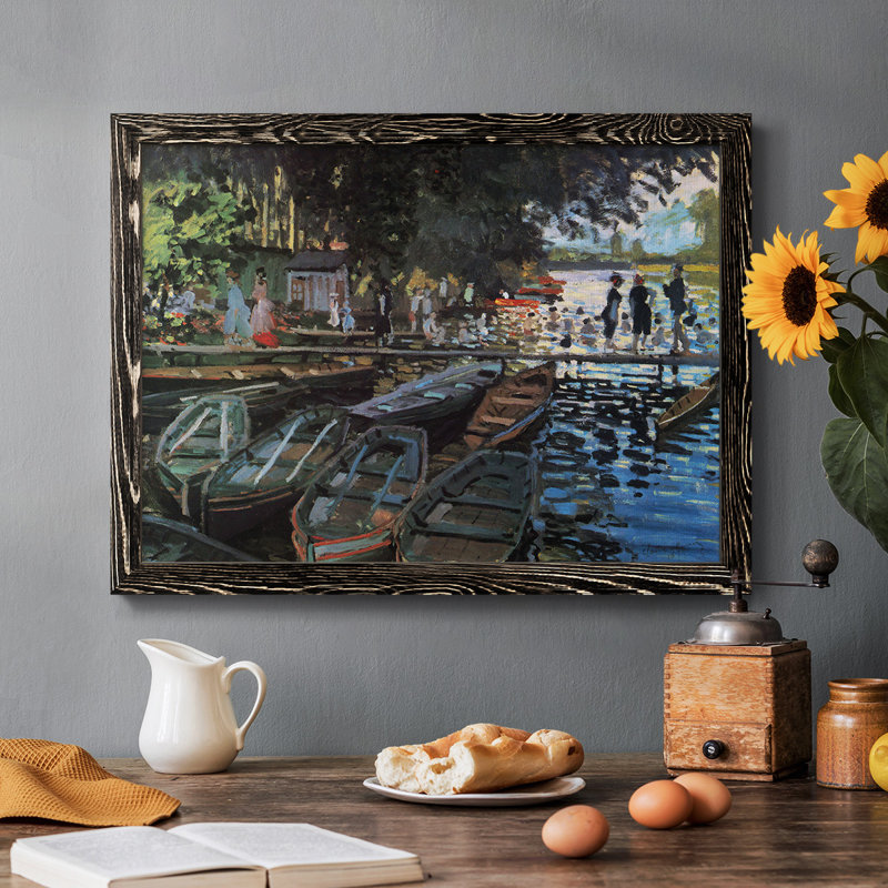 «Bathers at La Grenoullière» par Monet, reproduction sur toile, Noir, H 18 po x l 26 po x P 1,5 po