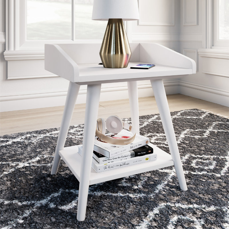 Table de bout avec rangement Elyssa, Blanc