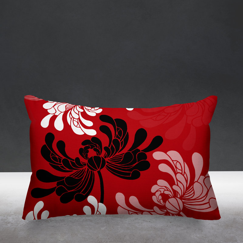 Coussin décoratif intérieur / extérieur Marilyn, 14 po x 20 po, Rouge, Rectangle