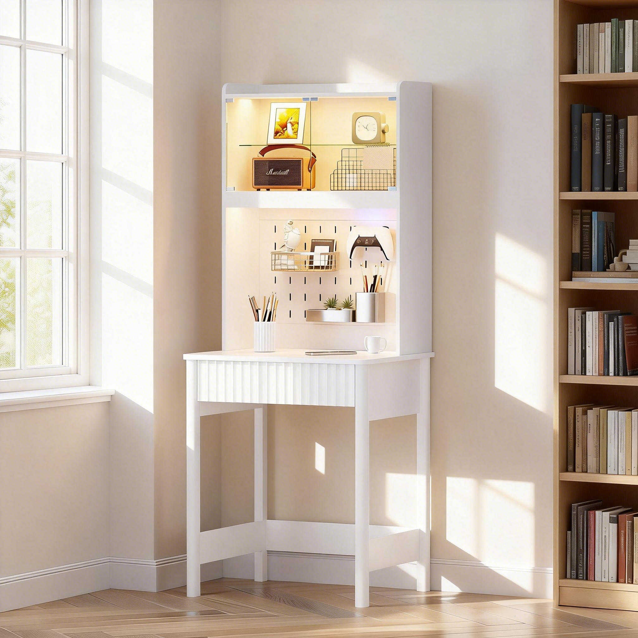 Wrought Studio Computer Desk With Power Outlet And Tri-colour Ligh ...