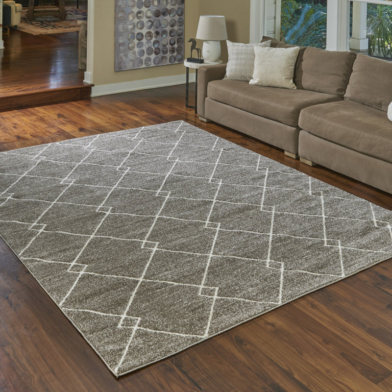Tapis intérieur gris / ivoire Mulgrave, Rectangle 6 pi 6 po x 9 pi 6 po