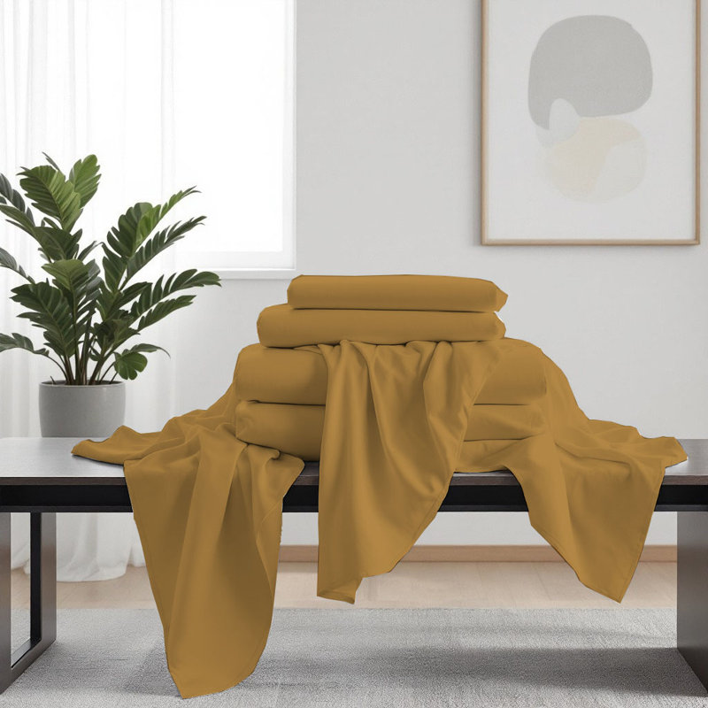 Ensemble de draps luxueux en microfibre de qualité supérieure, Médaillon, Ensemble de draps pour très grand lit avec 4 taie