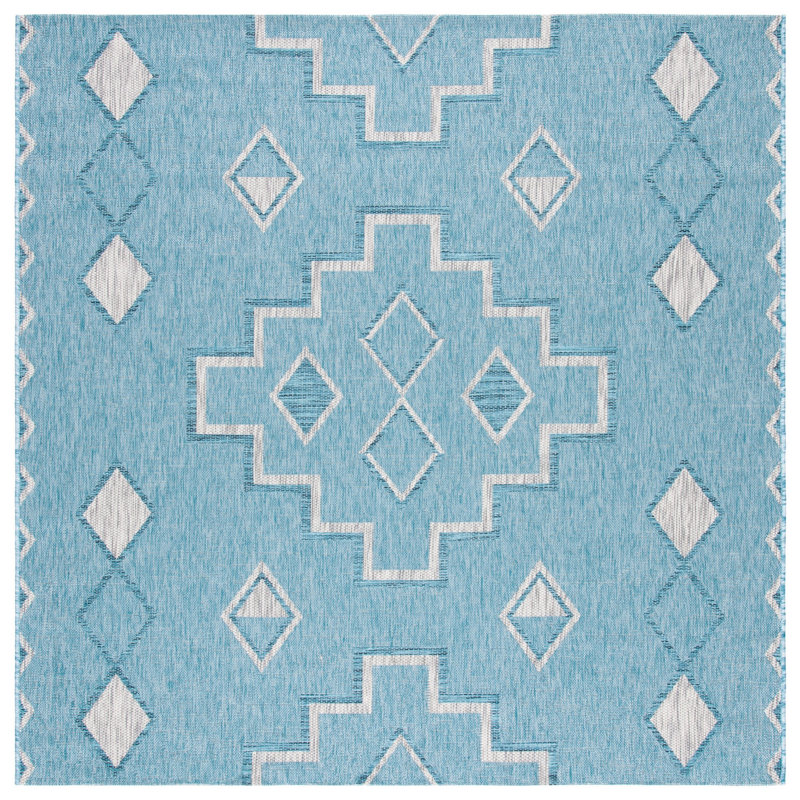 Amarien Geometric Indoor/Outdoor Area Rug, Square 6'7"