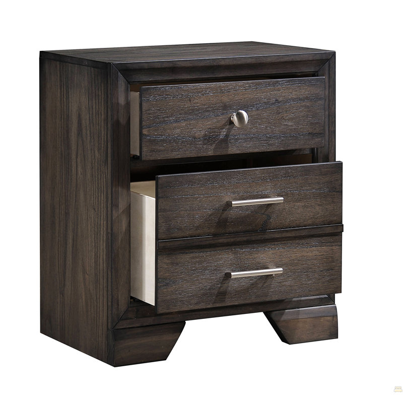 1Pc 3 tiroirs de rangement Table de chevet Table de bout en bois massif