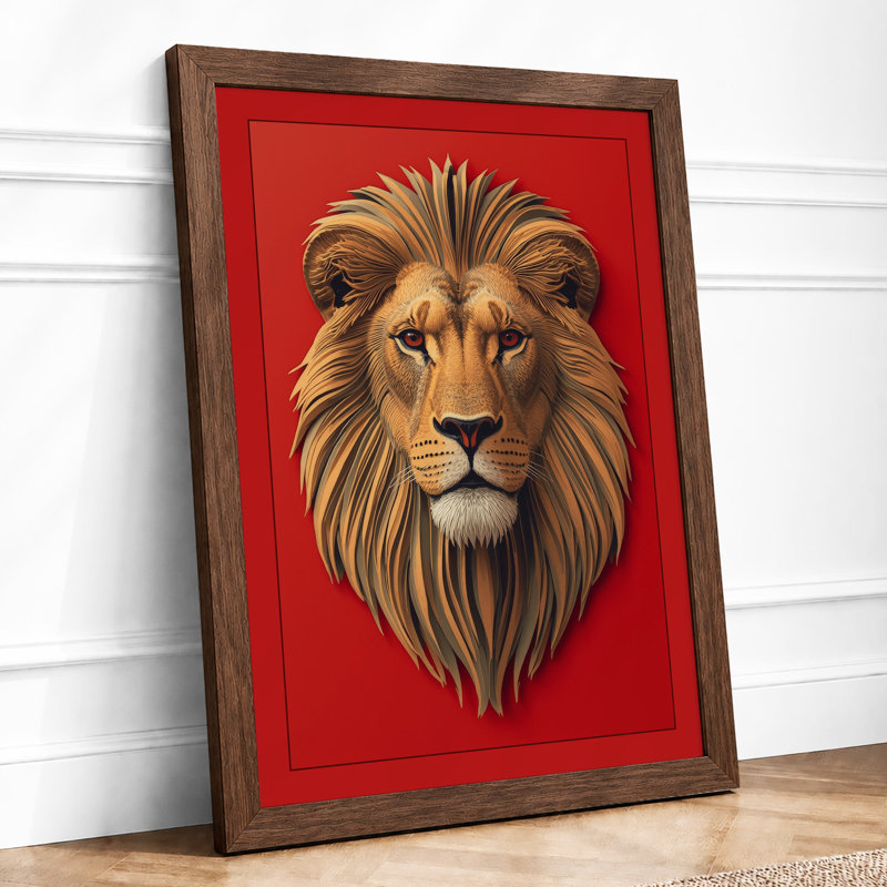 Noble Lion Boho - Framed Print, A4 - 29.7 x 21.0 cm, Walnut